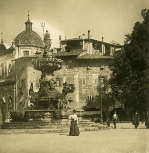 Italy Südtirol Tyrol Trient Trento Fountain Old NPG Stereo Photo 1906