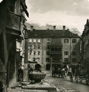 Austria Tyrol Innsbruck Goldenes Dachl Golden Roof Old Stereoview Photo 1906