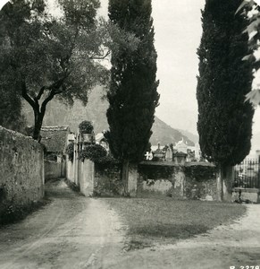 Italy Lake Como Menaggio Cemetery Old Stereoview Photo 1906