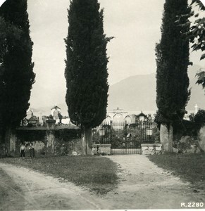 Italy Lake Como Menaggio Cemetery Old Stereoview Photo 1906
