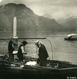 Italy Lake Como Bellagio Greengrocers Old Stereoview Photo 1906