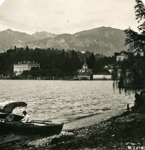 Italy Lake Como San Giovanni Villa Melzi Boat Old Stereoview Photo 1906