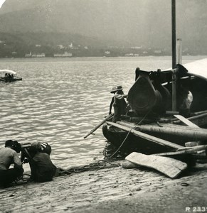 Italy Lake Como San Giovanni lake side Old Stereoview Photo 1906