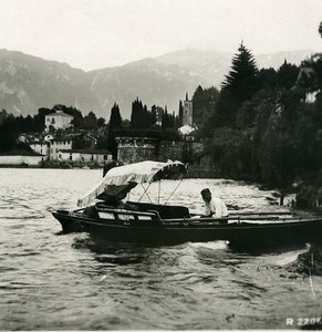 Italy Lake Como San Giovanni Boat Old Stereoview Photo 1906