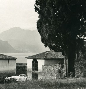 Italy Lake Como San Giovanni Port for Fishing Boats Old Stereoview Photo 1906