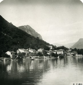 Switzerland Lake Lugano Melide Old Stereoview Photo 1906