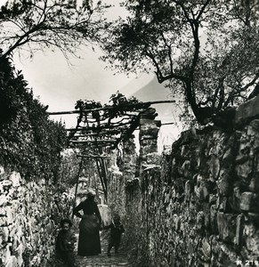 Italy Lake Lugano Oria narrow street Old Stereoview Photo 1906