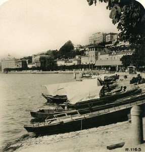 Switzerland Lake Lugano Boats Old Stereoview Photo 1906