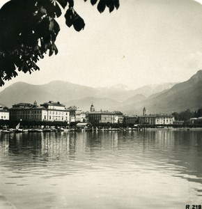 Switzerland Lake Lugano towards Cassarate Old Stereoview Photo 1906