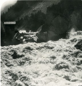 Switzerland Valais Visp Falls Old Stereoview Photo 1906