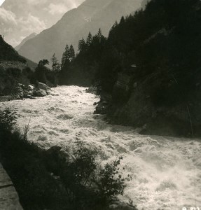Switzerland Valais Visp Falls Valley Old Stereoview Photo 1906