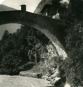 Switzerland Visp Valley Stalden Ritibruecke Stone Bridge Stereoview Photo 1906