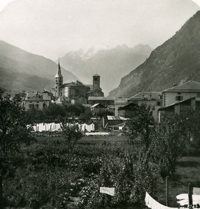 Switzerland Visp & Balfrin panorama Old Stereoview Photo 1906