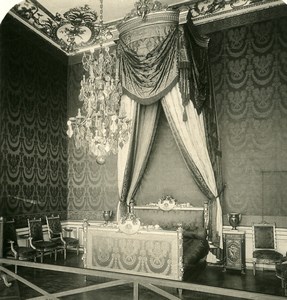 France Fontainebleau Castle Duke Orleans Bedroom Old NPG Stereoview Photo 1900