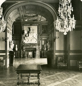 France Fontainebleau Castle St Louis Room Old NPG Stereoview Photo 1900