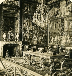 Fontainebleau Castle Catherine de Medicis Bedroom NPG Stereoview Photo 1900