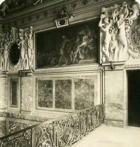 France Fontainebleau Castle Grand Staircase Old NPG Stereoview Photo 1900