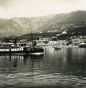 Russia Crimea Yalta Jalta panorama Boats Old NPG Stereo Photo 1900