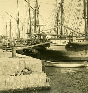 Russia Crimea Yalta Jalta Docks Sailboats Old NPG Stereo Photo 1900