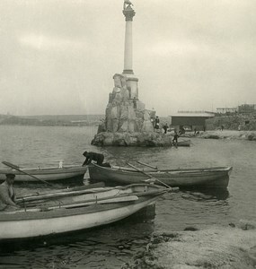 Russia Crimea Sevastopol Monument to the Sunken Ships Old NPG Stereo Photo 1900