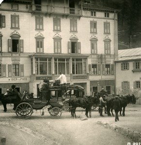 Switzerland Silvaplana Change of Post horses Old Stereoview Photo 1900