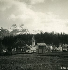 Switzerland Sils Maria Piz da la Margna Old Stereoview Photo 1900