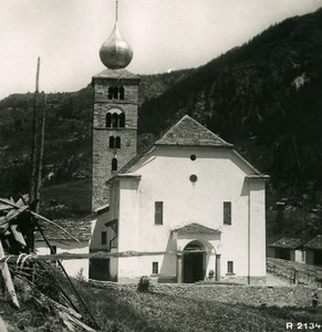 Switzerland Valais Visp St. Niklaus Church Old Stereoview Photo 1900