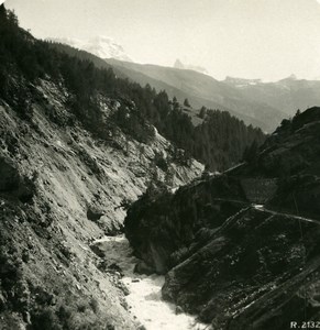 Switzerland Visp Valley between Täsch & Zermatt Old Stereoview Photo 1900