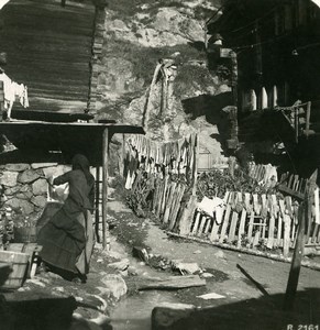 Switzerland Zermatt old street Houses Old Stereoview Photo 1900