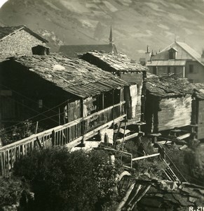 Switzerland Zermatt old street Houses Old Stereoview Photo 1900