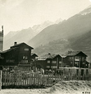 Switzerland Zermatt Ried Hamlet Mischabel group Old Stereoview Photo 1900