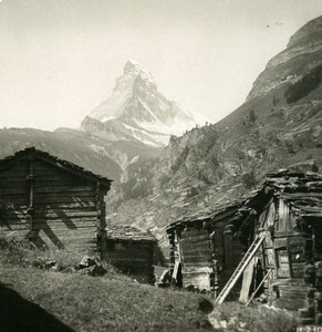 Switzerland Winkelmatten near Zermatt Matterhorn Old Stereoview Photo 1900
