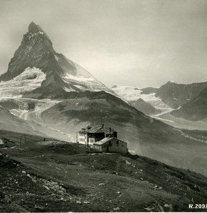Switzerland Matterhorn Tête Blanche from Riffelberg Old Stereoview Photo 1900