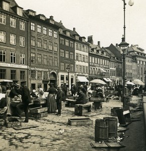Denmark Copenhagen Gammel Strand Market Old NPG Stereo Photo 1900