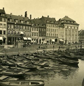 Denmark Copenhagen Gammel Strand Canal Boats Old NPG Stereo Photo 1900