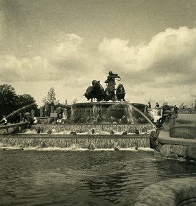 Denmark Copenhagen Gefion Fountain Old NPG Stereo Photo 1900