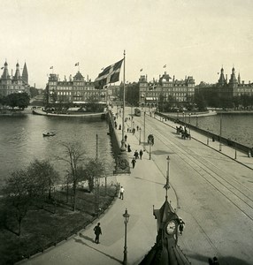 Denmark Copenhagen Dronning Louises Bro Bridge Old NPG Stereo Photo 1900