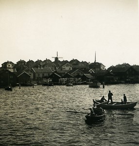 Sweden West Coast Fishermen Boats Old NPG Stereo Photo 1900