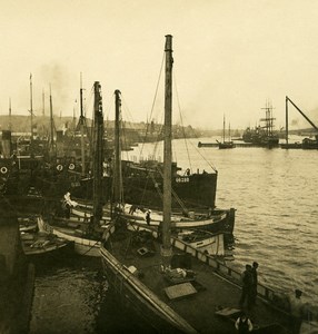 Sweden Gothenburg Göteborg Harbor Boats Old NPG Stereo Photo 1900