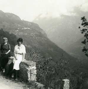 Switzerland Val Verzasca towards Mergoscia view Possemiers Stereoview Photo 1900