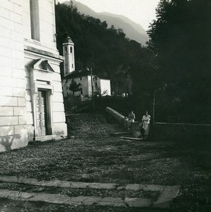 Switzerland Lake Maggiore Magadino Church Old Possemiers Stereoview Photo 1900