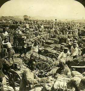 China Manchuria Japanese Troops from train Teih Ling White Stereoview Photo 1900