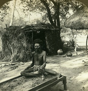 India Hindu Fakir enduring pain & torture Old RY Young ASC Stereoview Photo 1900