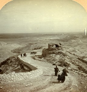 Palestine Plains of Gilgal & Jericho Old Stereoview Photo 1900