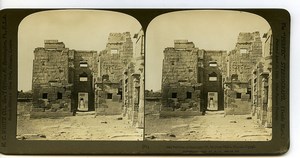 Egypt Thebes Medinet Habu Temple of Ramesses III Old White Stereoview Photo 1900