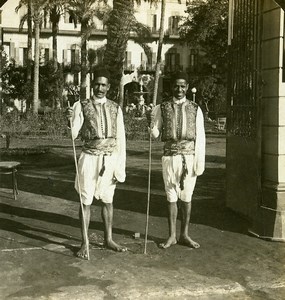 Egypt Cairo Arab Runners Old White Stereoview Photo 1900