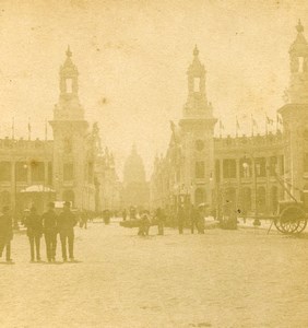 France Paris World Fair Esplanade des Invalides Old Stereoview Photo 1889