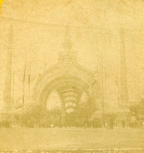 France Paris World Fair Monumental Gate Door Old Stereoview Photo 1889