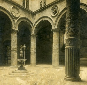 Italy Florence Firenze Palazzo Vecchio Courtyard Old Stereoview Photo SIP 1900
