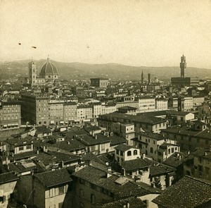 Italy Firenze Panorama from San Spirito Old Stereoview Photo SIP 1900